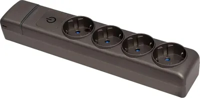 Obrázek produktu pro Vícenásobná zásuvka se 4 zásuvkami 2p+t schuko, 16a 250 v.grafit, s osvětleným vypínačem
