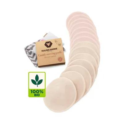 Produktbild von Vulpes Goods Waschbare Stilleinlagen - Organische Wiederverwendbare Stilleinlagen - 14 Stück mit Wäschebeutel - Cup B bis G - L 12cm