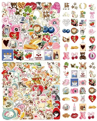 Image de Lot de 100 autocollants esthétiques à l'aquarelle - Décoration - Style B