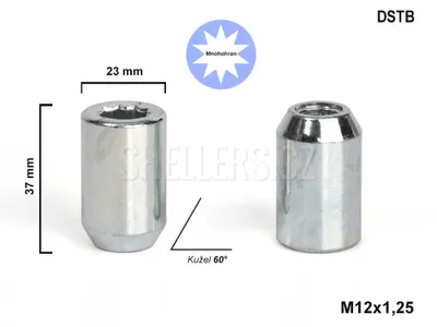 Obrázek produktu pro Kolová matice M12x1,25 kužel s vnitřním mnohohranem, DSTB, výška 37, Ø 23 mm