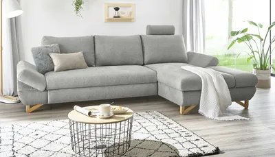 Produktbild von Ecksofa "Skalm" in hellgrau Struktur-Stoff Wohnzimmer Sofa 284 cm