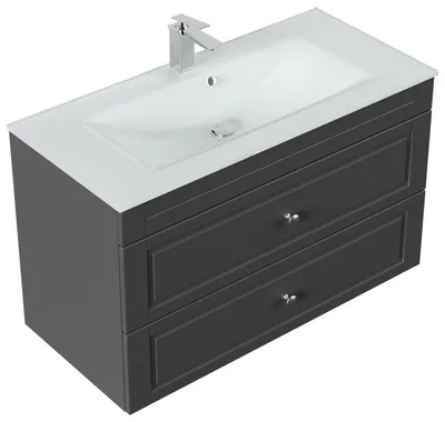 Produktbild von Badmöbel Vitro 1000 Cottage Glaswaschbecken SoftClose anthrazit : Anthrazit Varianten: Anthrazit
