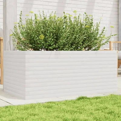 Zdjęcie produktu dla Maison Exclusive – donica na rośliny, biała, 110 x 60 x 45,5 cm, lite drewno sosnowe
