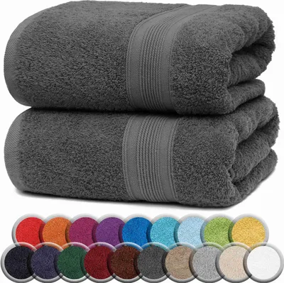 Produktbild von Frottier Badetücher 2er Pack 100x150cm, 100% Baumwolle, Anthrazit grau
