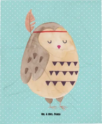 Produktbild von Mr. & Mrs. Panda Babydecke Eule Federschmuck - Türkis Pastell - Geschenk, Dekoration, Owl, Plaid, Fleecedecke, Schlummerdecke, Waldtiere, Schmusedecke, Abenteuer