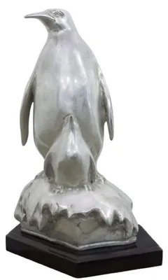 Immagine prodotto di Casa Padrino figura in bronzo pinguino madre con bambino argento / nero 22 x 15 x h. 33 cm - scultura
