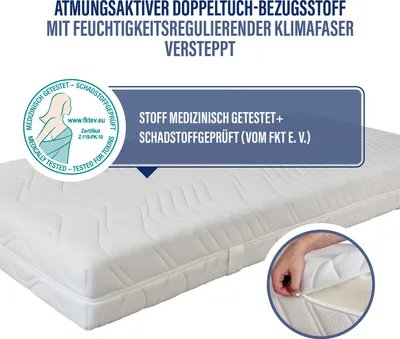 Produktbild von Federkernmatratze Maxima Plus, Beco, 22 cm hoch, von Stiftung Warentest mit "GUT" (1,8) bewertet - Größe: 90 x 200 cm, Härtegrad: H3 (80 kg - 120 kg)