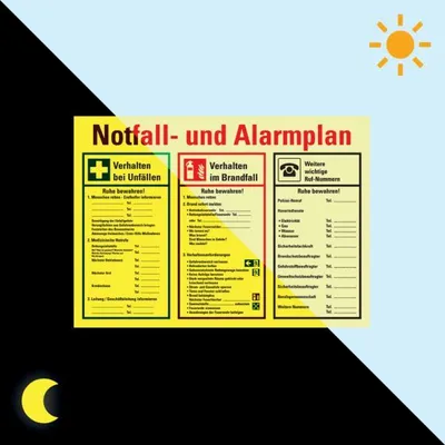 Produktbild von PERMALIGHT power langnachleuchtend Notfall- und Alarmplan, mit Piktogrammen, ...