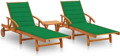 Produktbild von Maison Exclusive - Sonnenliegen 2 Stk. mit Tisch und Auflagen Massivholz Akazie