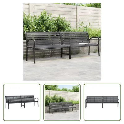 Image de The Living Store Banc de jardin double noir 231 cm en acier et WPC