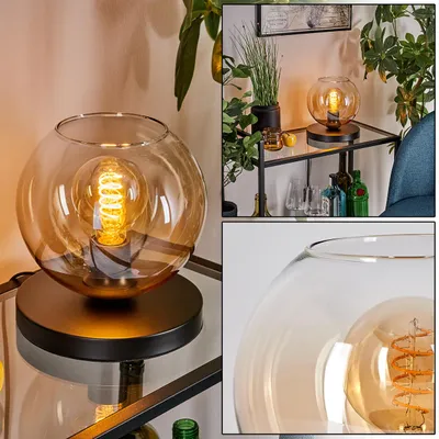 Produktbild von Carrone Tischlampe aus Metall/Glas in Schwarz/Bernstein/Klar