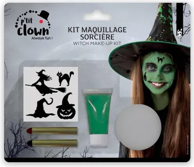 Image de Kit de maquillage « sorcière verte » pour enfants - taille unique