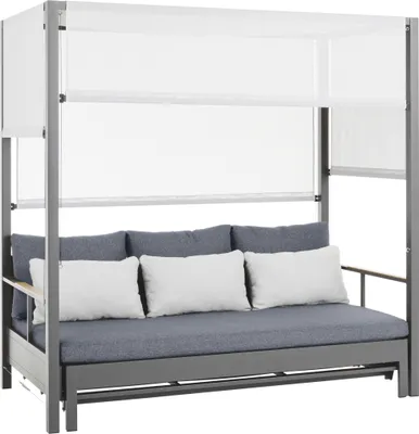 Produktbild von Dehner Gartenmöbel Daybed Hollywood, 3-Sitzer, inkl. Polster, 195 x 183 x 195 cm, Aluminium / Stahl / Polyester, schwarz /grau
