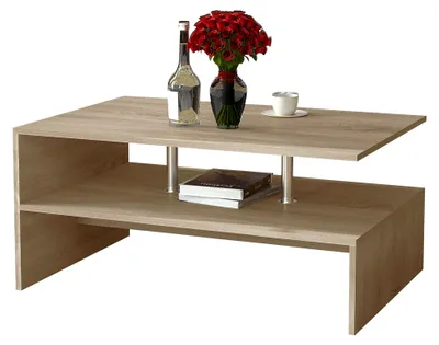Produktbild von Couchtisch Maliso L aus Holz 90x60x42 cm mit Ablagefläche unter der Tischplatte