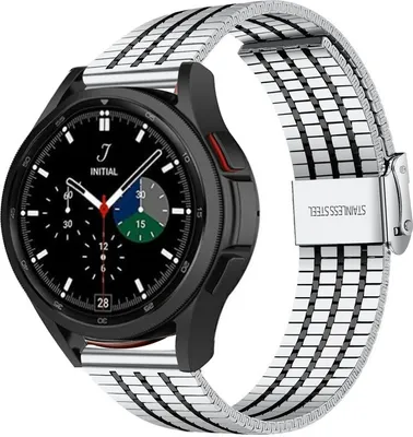 Produktbild von Strap-it Edelstahlarmband - Kompatibel mit Samsung Galaxy Watch 4 Classic Armband 42mm Ersatzarmband Edelstahl - Verstellbarer Verschluss - Hochwertiges Material - für Samsung Galaxy Armband Silber