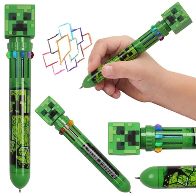 Produktbild von Minecraft 10-in-1 Kugelschreiber für Gamer – automatischer Schulstift für Kinder, 10 Farben