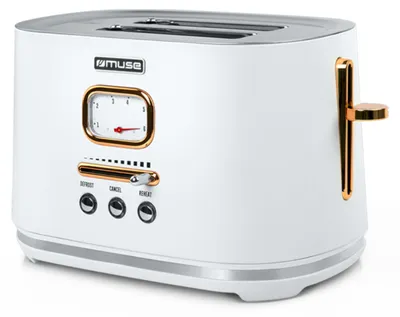 2-Scheiben Toaster Retro Design, Edelstahl, 6 Bräunungsstufen, 1000 W