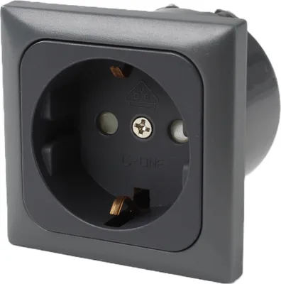 Produktbild von C-Line Presto Inprojal CBE Steckdose Schuko + Abdeckrahmen + Isodose 220 / 230 Volt anthrazit