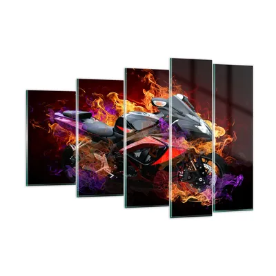 Produktbild von Bilder auf glas - Motorrad Feuer Abstraktion - 150x100cm - Glasbilder - Wandbilder - Kunstdruck - zum Aufhängen bereit - Wanddekoration aus Glas - Glas Bilder - Wandbild auf Glas - GEG150x100-0177