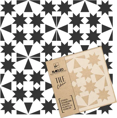 Produktbild von Tile Fliesen Schablone zum Malen 15x15 cm, Comino Spanische Maurische Blume Marokkanisch, Kunststoff Wiederverwendbare Bodenschablone DIY