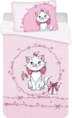Produktbild von Disney dětské povlečení Marie Aristocats Růžové pruhované povlečení 100x135 + polštář 40x60 cm 100 % bavlna