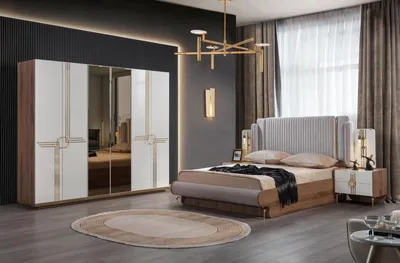 Produktbild von Schlafzimmer Bett 2x Nachttisch Kleiderschrank 4tlg.Komplett Set Design