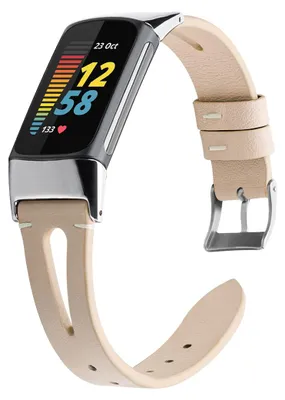 Produktbild von By Qubix passend für Fitbit Charge 5 & 6 Armband - Polyurethanleather - Beige