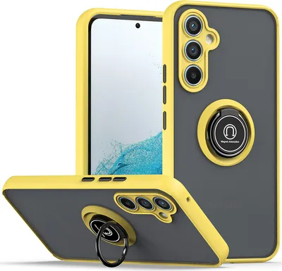Produktbild von Galaxy A54 5G Hülle, Ring Halter Ständer Matte Transluzent TPU Rahmen Stoßfest Schutzhülle für Samsung Galaxy A54 5G Gelb
