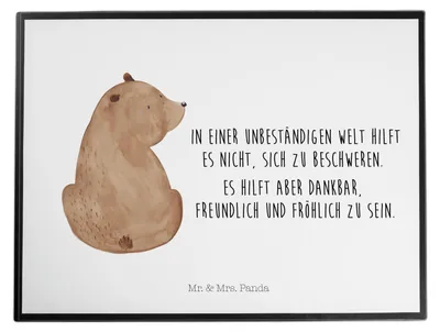 Produktbild von Mr. & Mrs. Panda Schreibunterlage Bär Schulterblick - Weiß - Geschenk, Bärenliebe, Unterlage Schreibtisch, Motivation, malunterlagen, Selbstachtung, tischschutzmatte