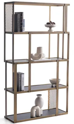 Produktbild von Modisches Bücherregal mit offenen Fächern und Metallgitterdetails