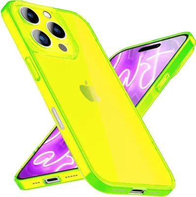 Image de Étui en silicone NALIA Neon pour iPhone 16 Pro Max – Couleur vive et protège-objectif – VIBE (étui transparent) – Marque berlinoise – Jaune