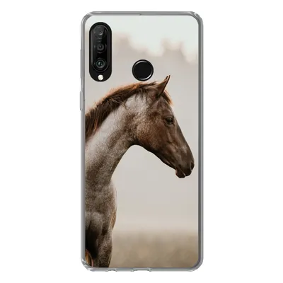 Produktbild von MuchoWow® Handyhülle Schutzhülle Hülle für Huawei P30 Lite Pferd - Nebel - Natur Silikon Softcase Handy Hülle - Handyhülle