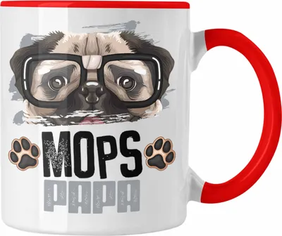 Produktbild von Trendation - Mops Papa Besitzer Tasse Geschenk Lustiger Spruch Geschenkidee Mops Liebhaber (Rot)