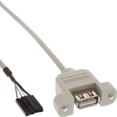 Image de InLine® 33440F Câble de raccordement USB 2.0, prise encastrée A sur prise poteau, 0,6m