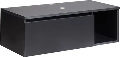 Produktbild von BELIANI Hänge Waschbeckenunterschrank Schwarz MDP-Platte 80x40 cm mit Klappe Regal Modern Bad-Unterschrank für Aufsatzwaschbecken Schmal Wandmontage