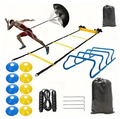 Produktbild von Großes Trainingsset mit Trainingskegeln, Koordinationsleiter und Hürden (XXL)