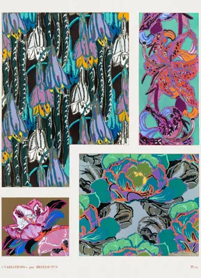 Obrázok produktu pre Plagát Art Deco Flowers v.12, 13 x 18 cm, Bénédictus Vintage do obývacej izby
