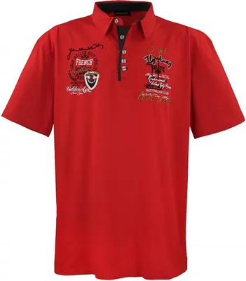 Productafbeelding van Oversized, trendy polo-shirt met korte mouwen, merk LAVECCHIA, kleur rood, maat 8XL