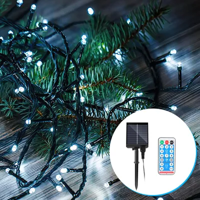 Produktbild von Jayseuw 30M 300 LED Solar Lichterkette 8 Modi Innen WeihnachtenParty Garten Hochzeit Beleuchtung Deko Kaltweiß