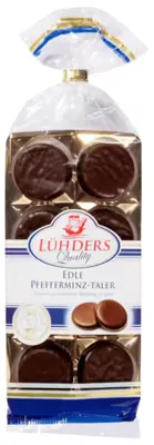 Produktbild von Lühders Pfefferminz Taler Bitterschokolade 150g