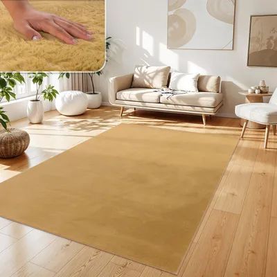 Produktbild von Teppich Wohnzimmer Kunstfell Plüsch Hochflor Shaggy Weich Verschied. Farben Grösse 120x170 cm