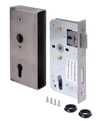 Immagine prodotto di Alberts 413415 Valigetta per serratura, con serratura zincata, in acciaio, arretrata di 55 mm, 185 x 90 x 34 mm