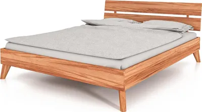 Produktbild von Bett Gerg 2 Sonderlänge 200x210 Kernbuche massiv mit Holzkopfteil und Holzbeinen
