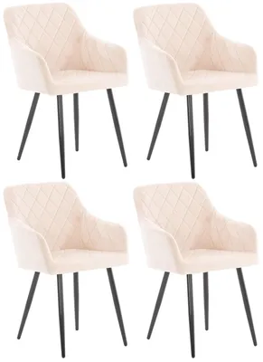 Produktbild von CLP 4er Set Esszimmerstuhl Shila Gesteppt beige Material Samt