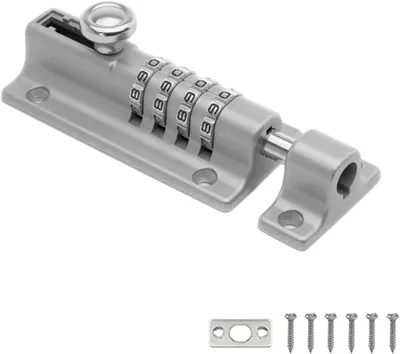 Productafbeelding van Sliding Lock Deurslot, 4-Cijfer Combinatieslot, Weerbestendig, Manipulatieproof, voor Deuren en Garages