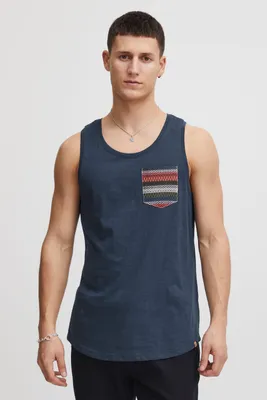 Produktbild von Blend BHElei Herren Tank Top mit Brusttasche Azteken-Muster Abgerundeter Saum Regular Fit