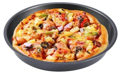 Image de Plaque à pizza ronde, diamètre 23 cm, revêtement antiadhésif, noire