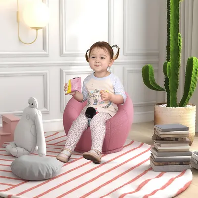 Zdjęcie produktu dla Fotel HOMCOM, fotel z uszakami i podłokietnikami, obrotowy fotel wypoczynkowy, pojedyncza sofa z imitacją wełny jagnięcej, mały tapicerowany fotel do salonu, sypialni, różowy