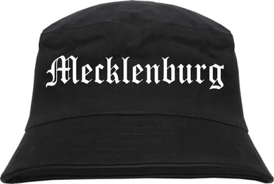 Produktbild von Mecklenburg Fischerhut - Altdeutsch - bedruckt - Bucket Hat Anglerhut Hut Schwarz S/M