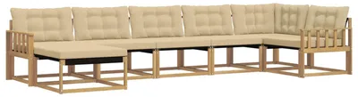 Productafbeelding van vidaXL Tuinset met 7 zitplaatsen, wit en beige, massief acaciahout
